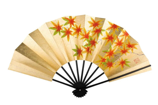 Double-sided Decorative Kyoto Fan "Camellia / Autumn Leaves"
