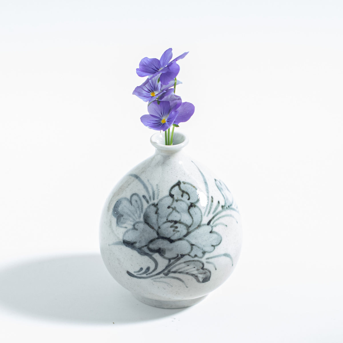 Small Round Vase with Peony Design