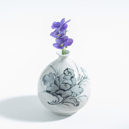Small Round Vase with Peony Design