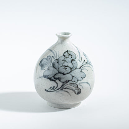 Small Round Vase with Peony Design